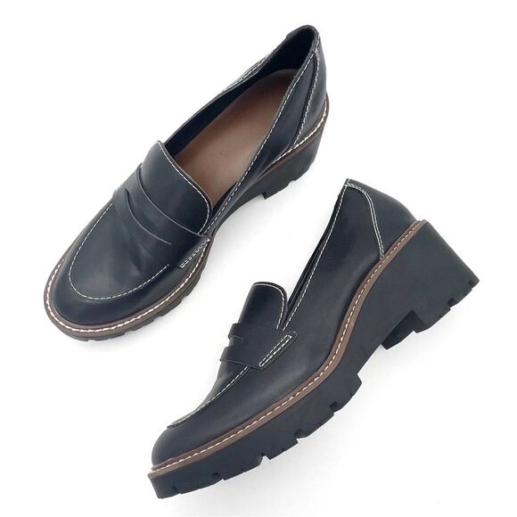 Blondo Shoes - Blondo Waterproof Dulce Platform Loafer Black Leather Lug Sole Shoes Size 10